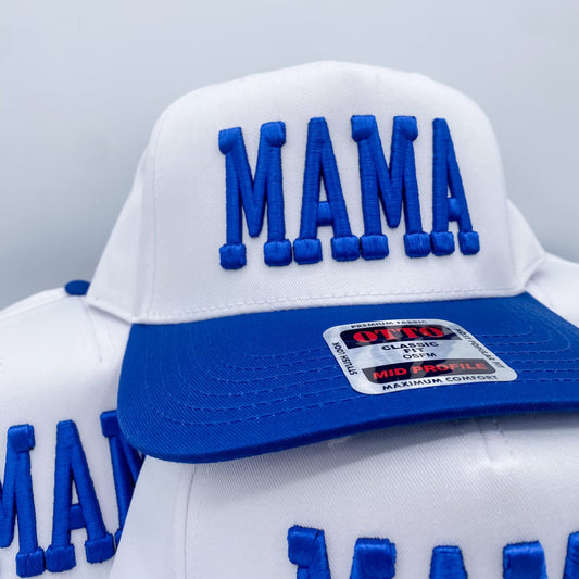 Mama Puff Blue + White Trucker Hat