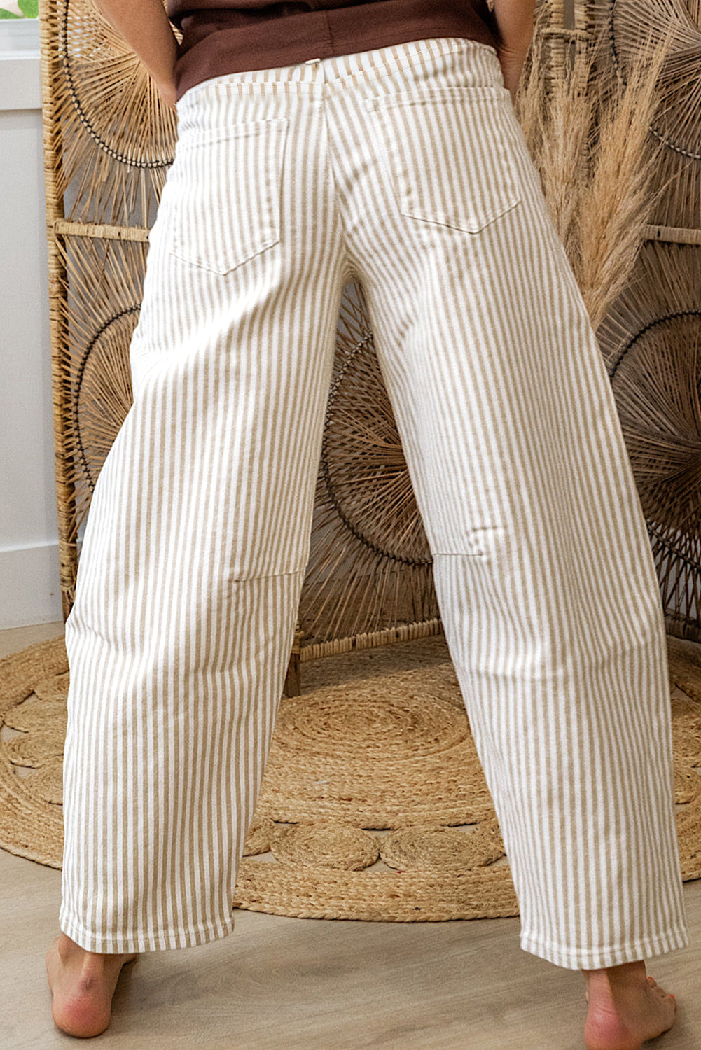 Stripe Casual Barrel Jeans