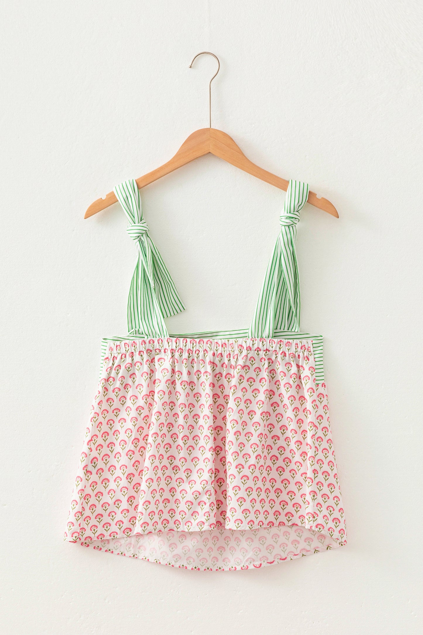 Floral Printed Knot Straps Babydoll Tank Top
