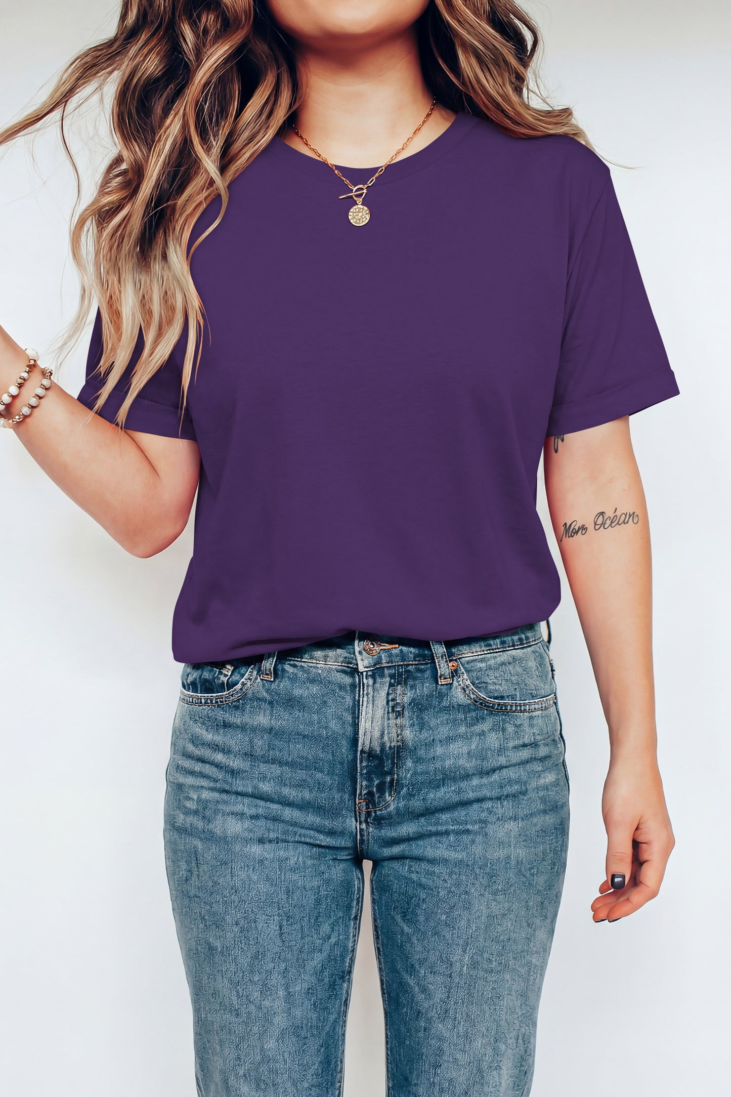 Dearlove Red Casual Plain Crew Neck Tee