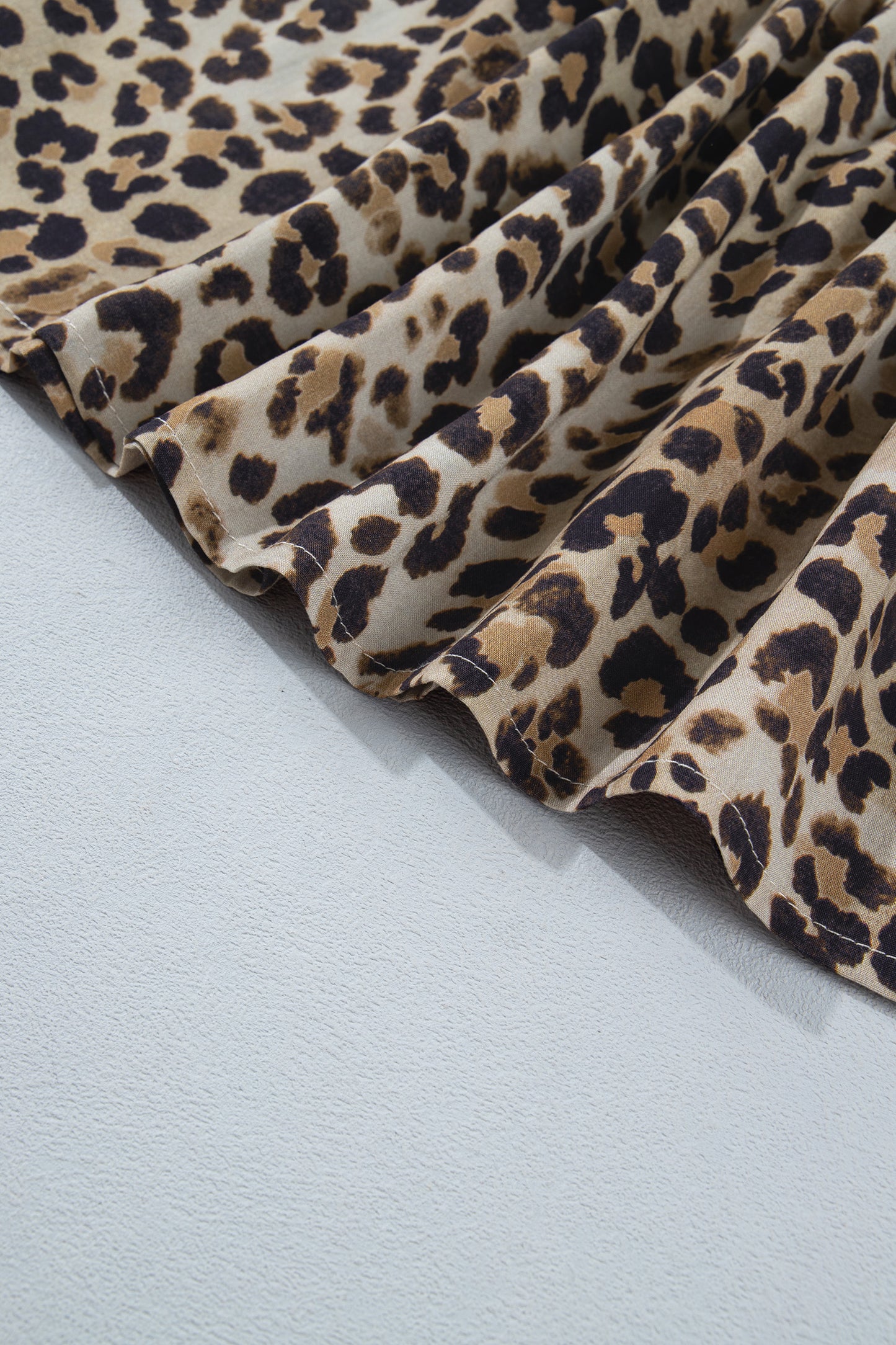 Multicolour Leopard Spaghetti Straps Shirred Ruffle Tank Top