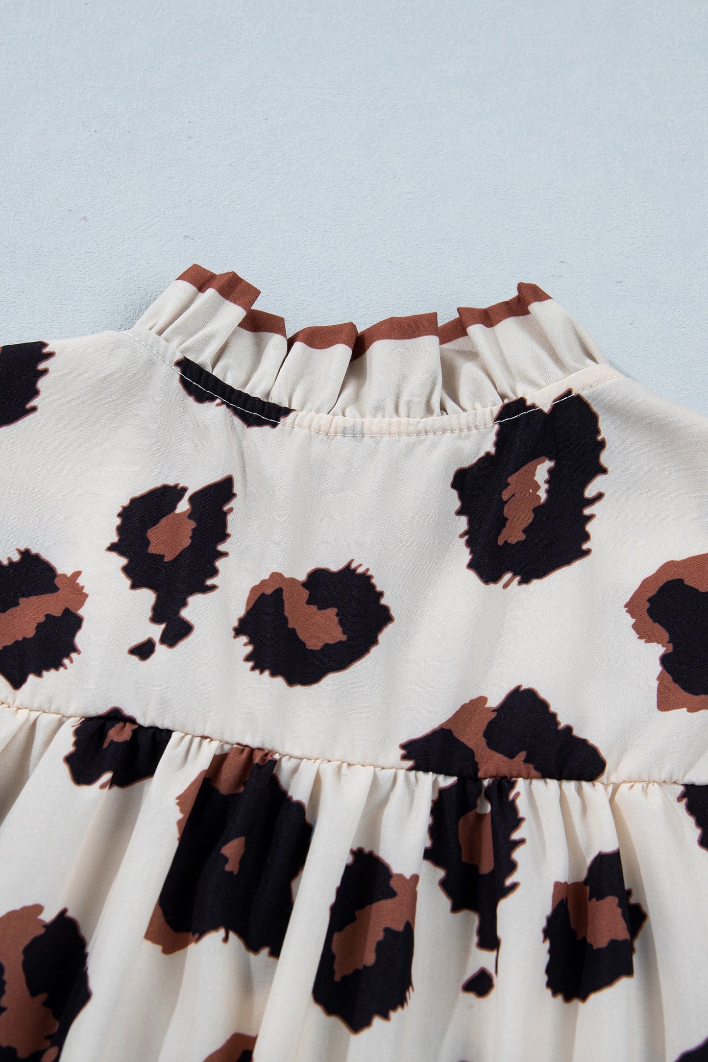 Leopard Printed Ruffle Sleeve Blouse