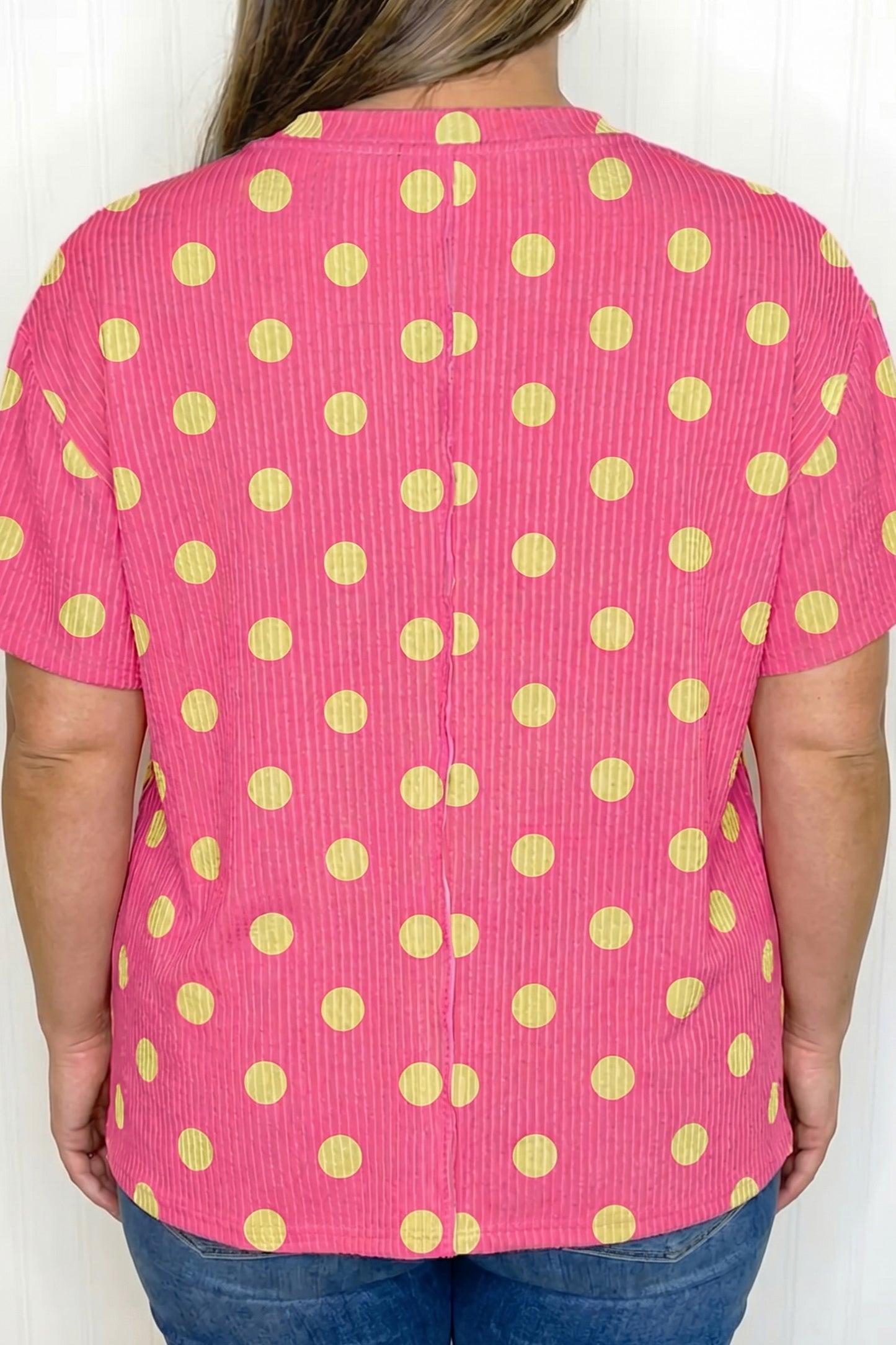 Ribbed Polka Dot Print Tee