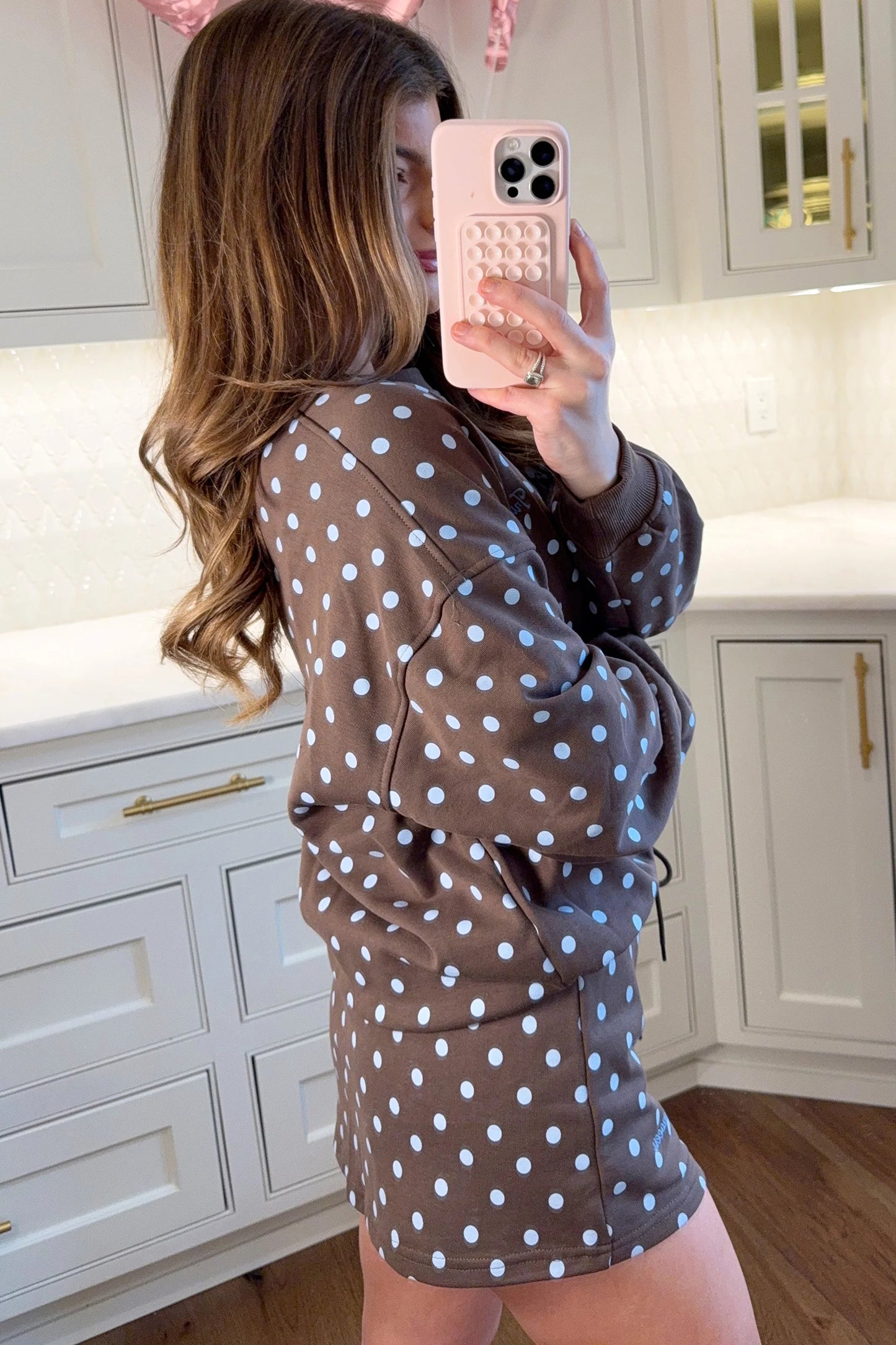 Polka Dot Embroidered Bow Detail Skort Set