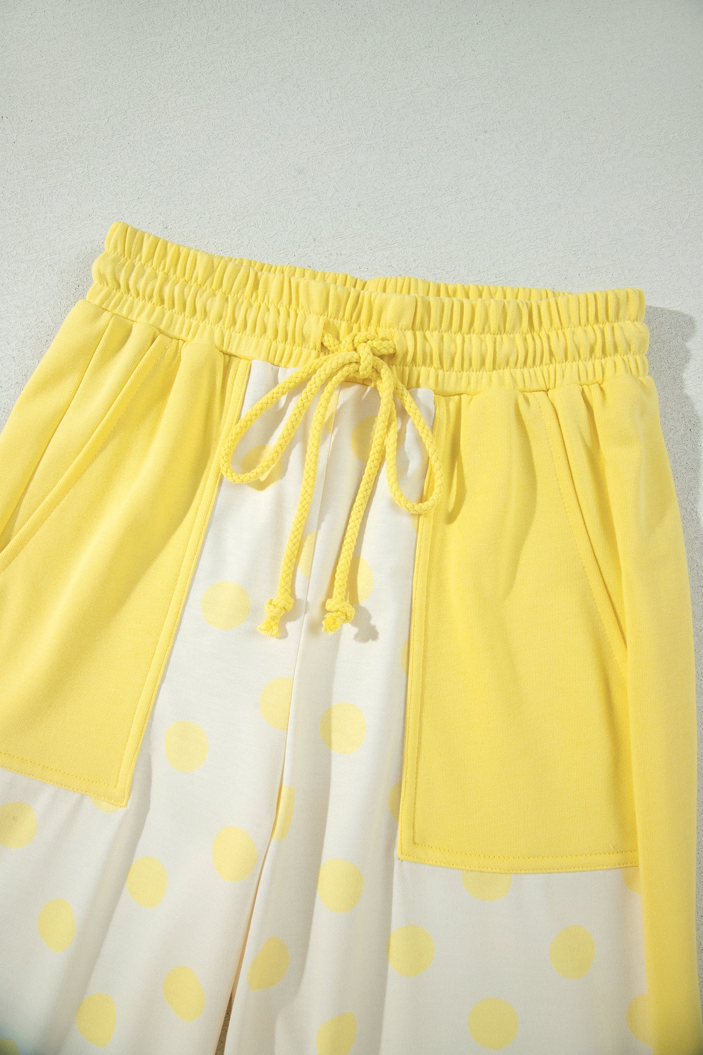 Color Block Patchwork Polka Dot Wide Leg Pant Set