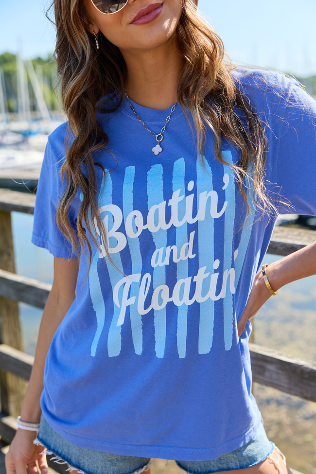 Boatin' And Floatin' Blue Comfort Colors Graphic Tee