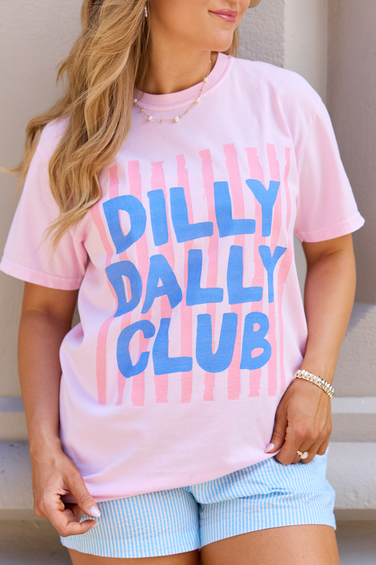 Dilly Dally Club Light Pink Graphic Tee