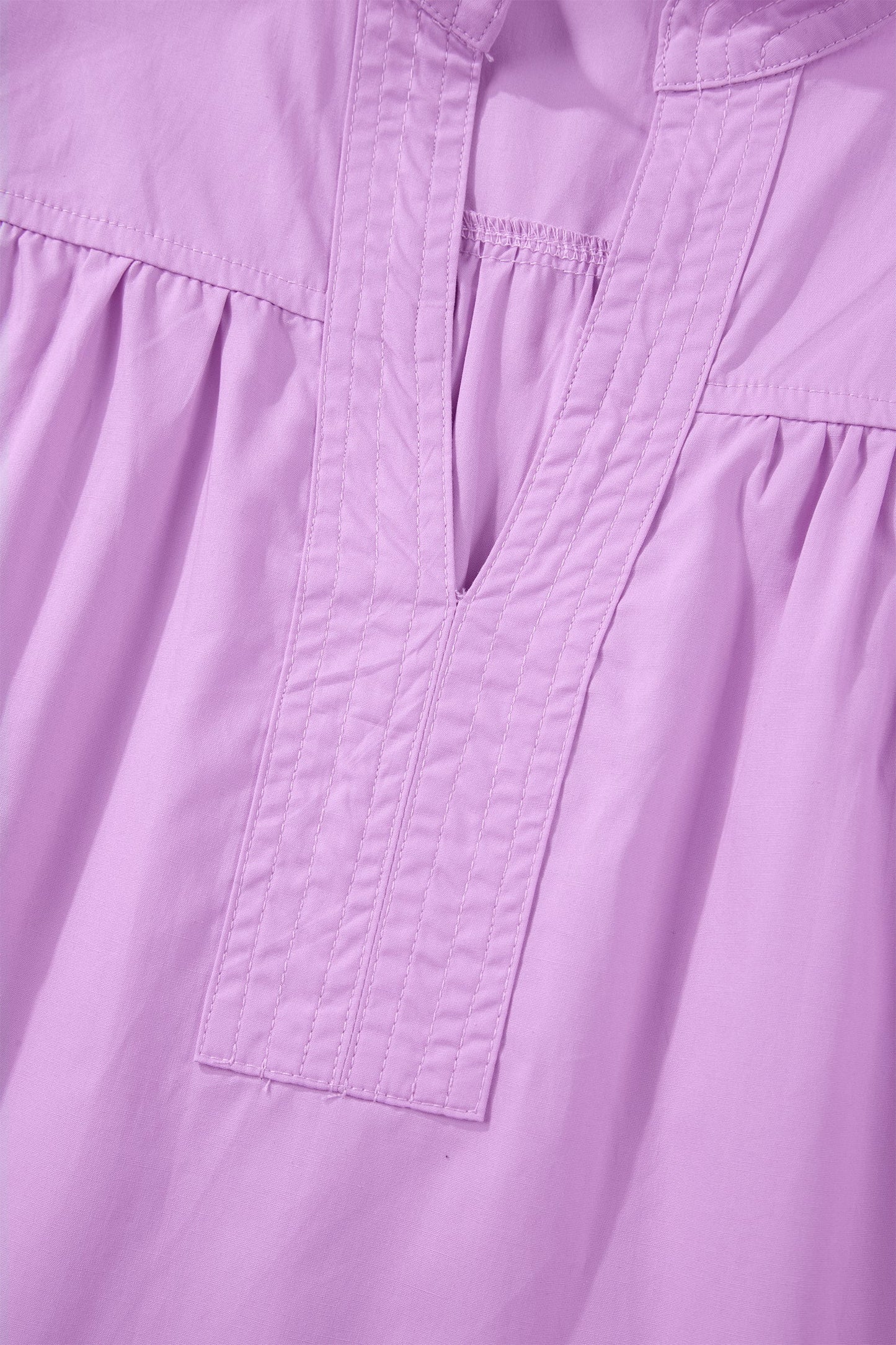 Stitched Detail Puffy Half Sleeve Blouse
