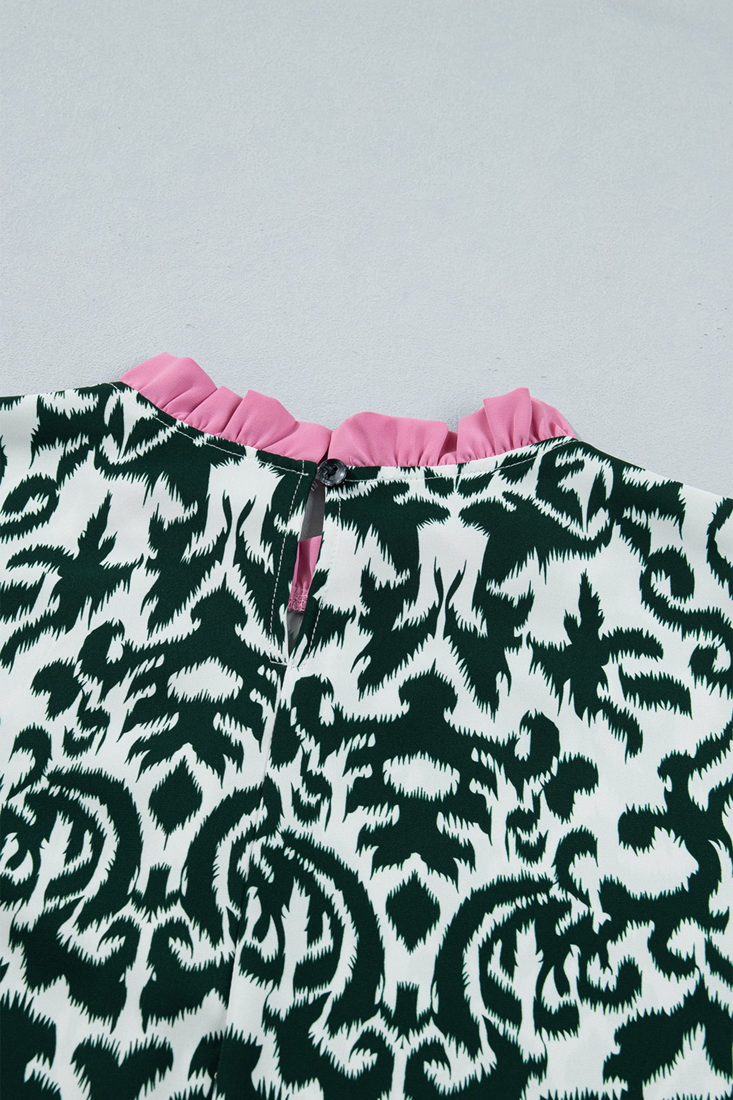 Green Damask Print Blouse