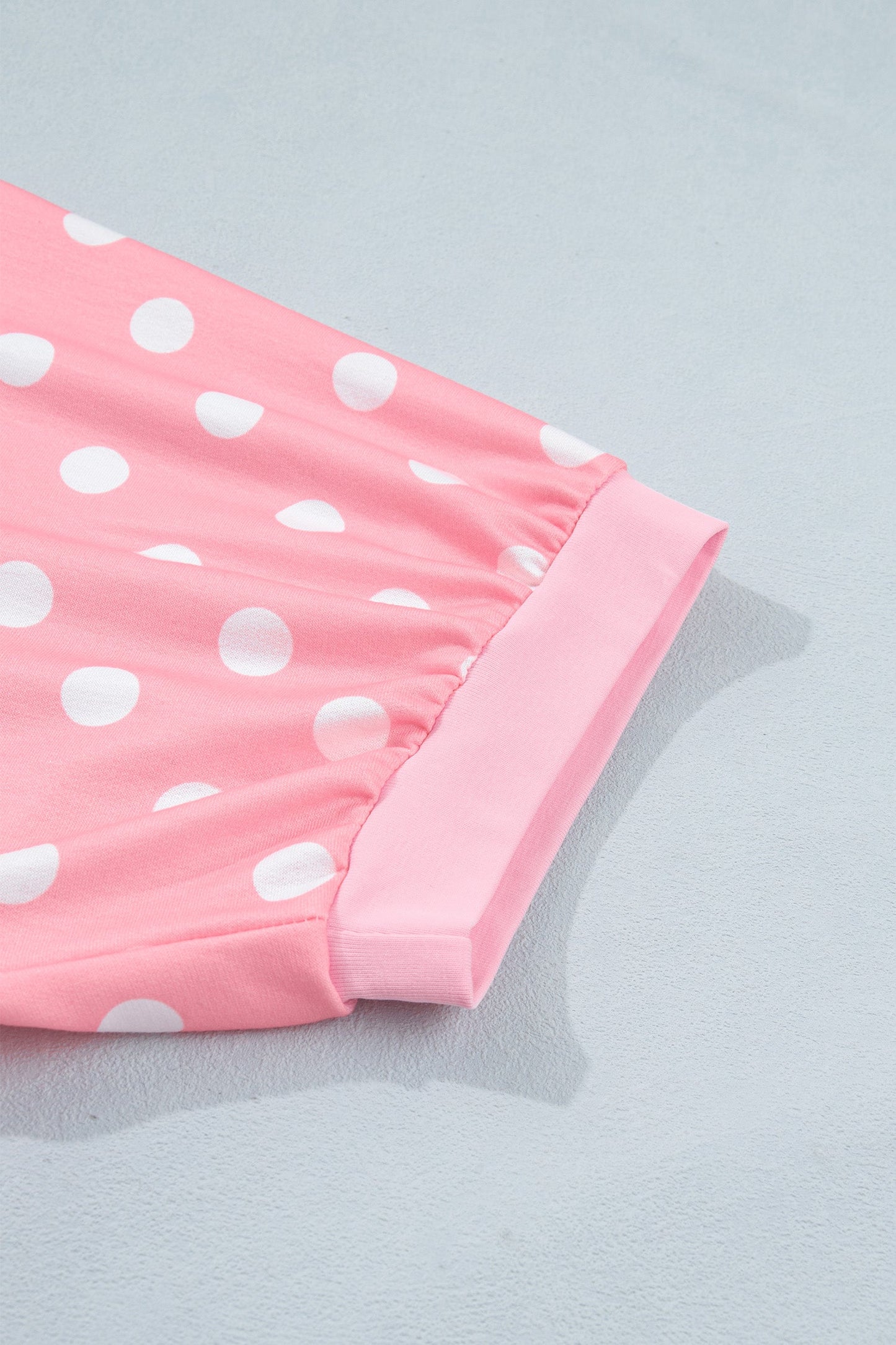 Sky Blue Polka Dot Oversized Top Drawstring Short Set