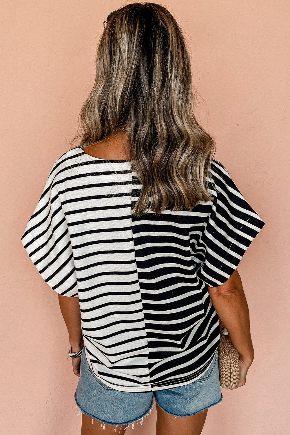 Black Stripe Two Tone Colorblock Shirt