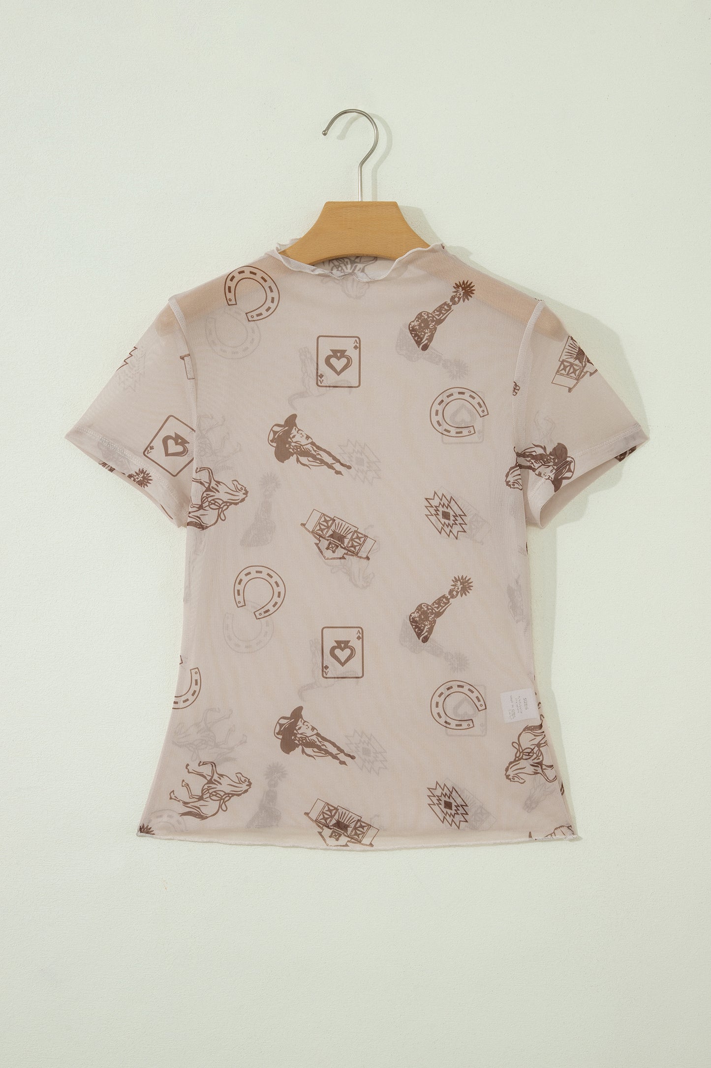 Leopard Printed Mesh Short Sleeve Top