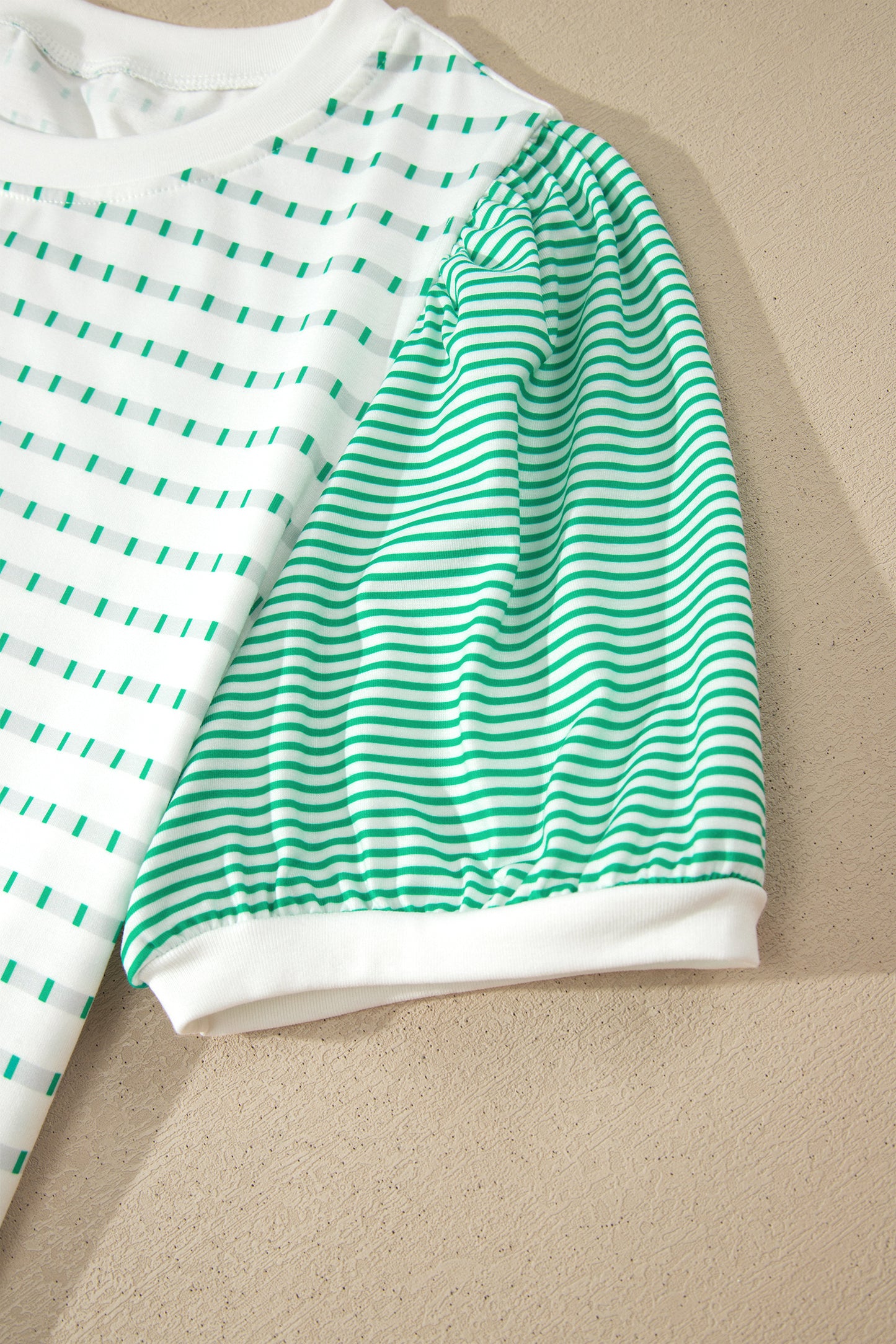 Striped Short Puff Sleeve Top