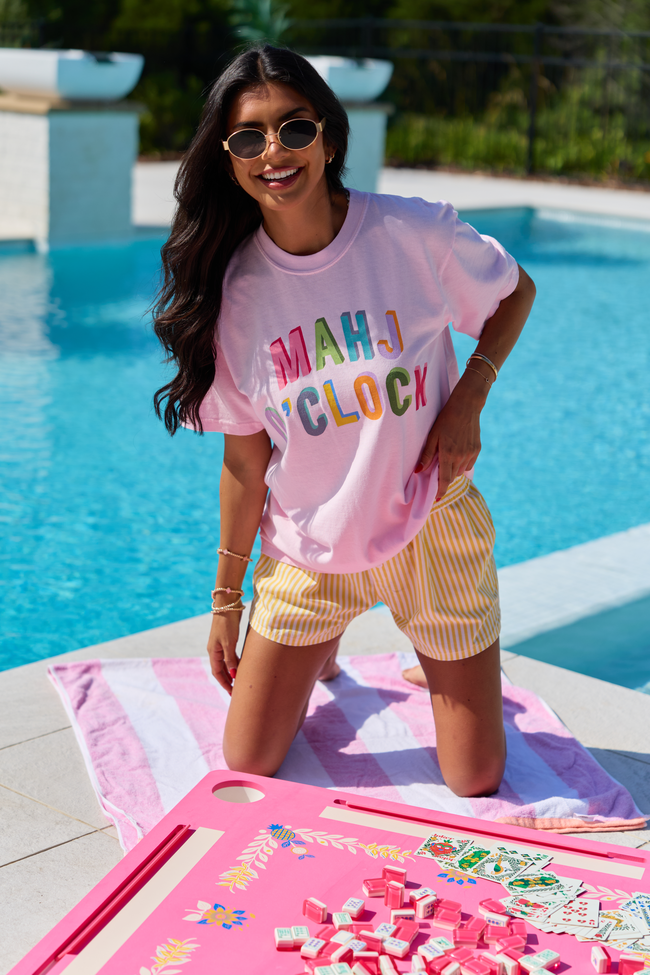 Mahj O'Clock Light Pink Comfort Colors Graphic Tee