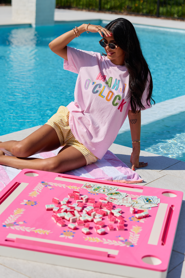Mahj O'Clock Light Pink Comfort Colors Graphic Tee