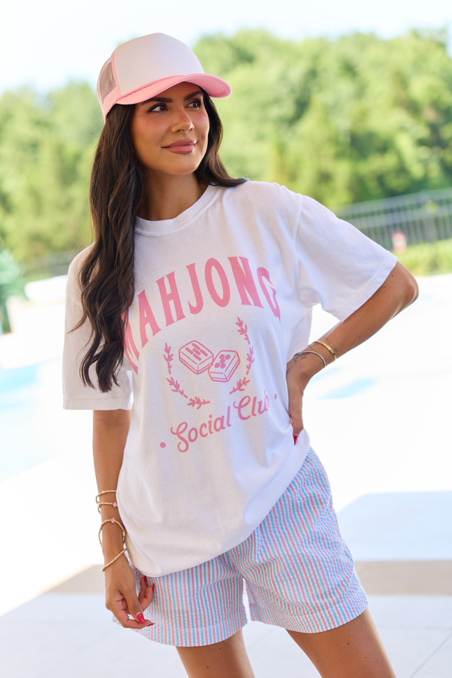 Mahjong Social Club White Comfort Colors Graphic Tee