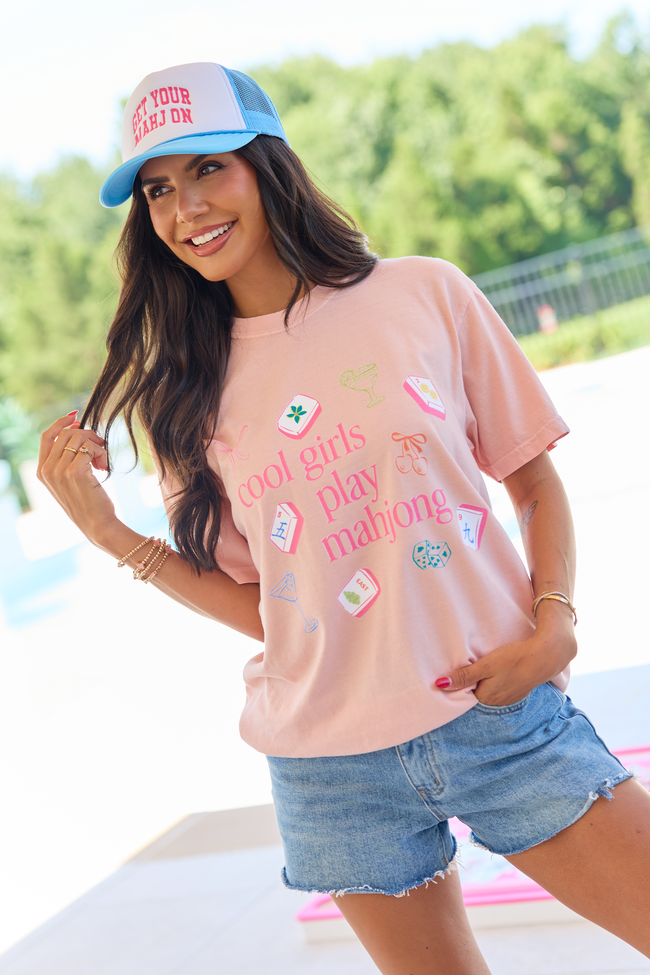 Cool Girls Play Mahjong Orange Comfort Colors Graphic Tee