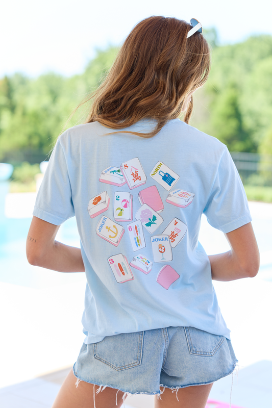 Mahjong Tiles Light Blue Comfort Colors Graphic Tee