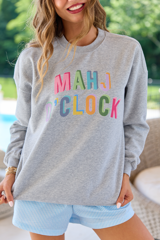 Mahj O'Clock Light Grey Graphic Sweatshirt