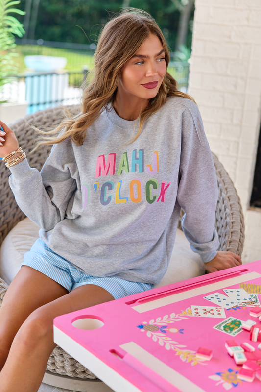 Mahj O'Clock Light Grey Graphic Sweatshirt