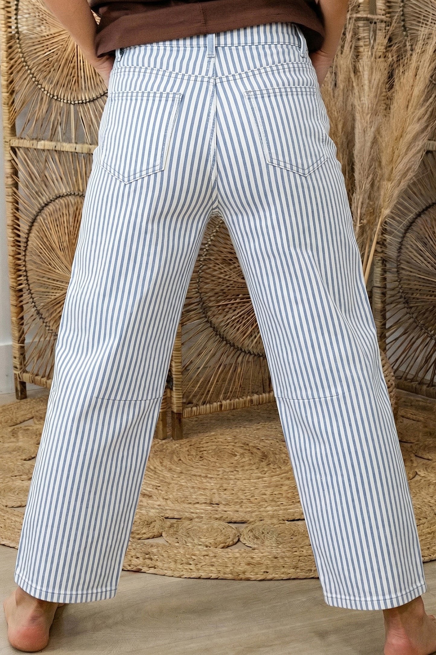 Stripe Casual Barrel Jeans