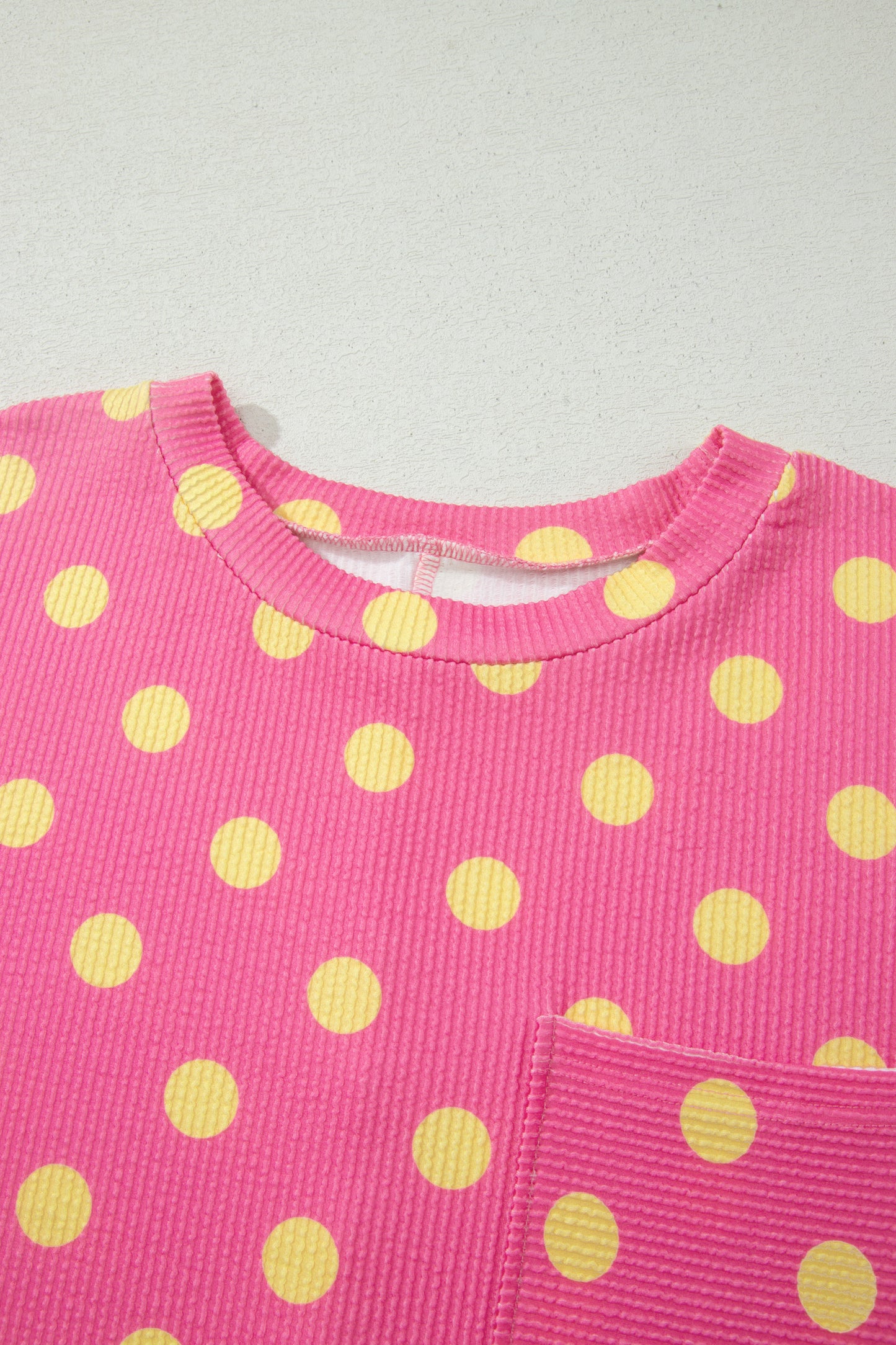 Ribbed Polka Dot Print Tee