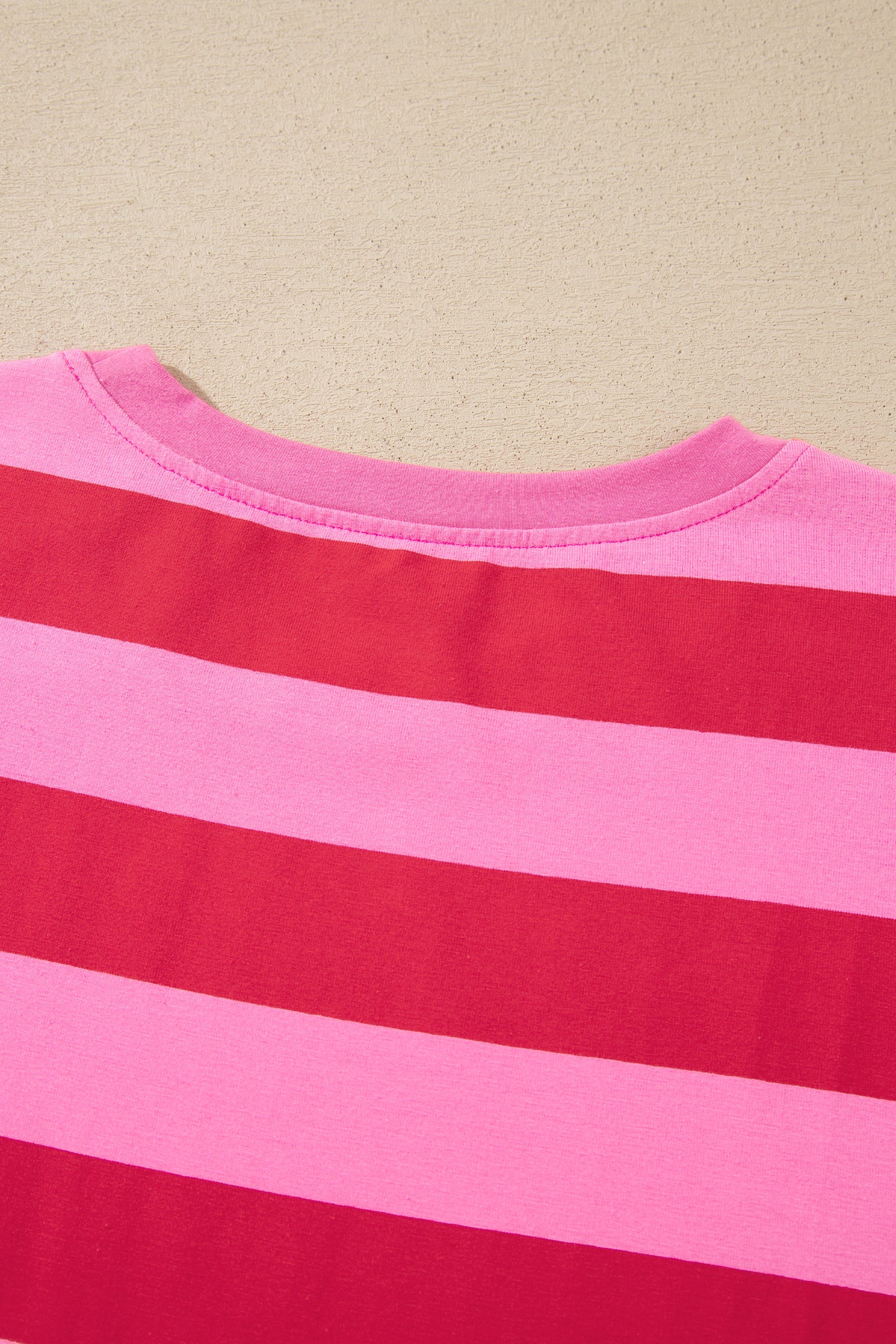 Stripe Cuffed Short Sleeve Pocketed Casual T Shirt Long Dress