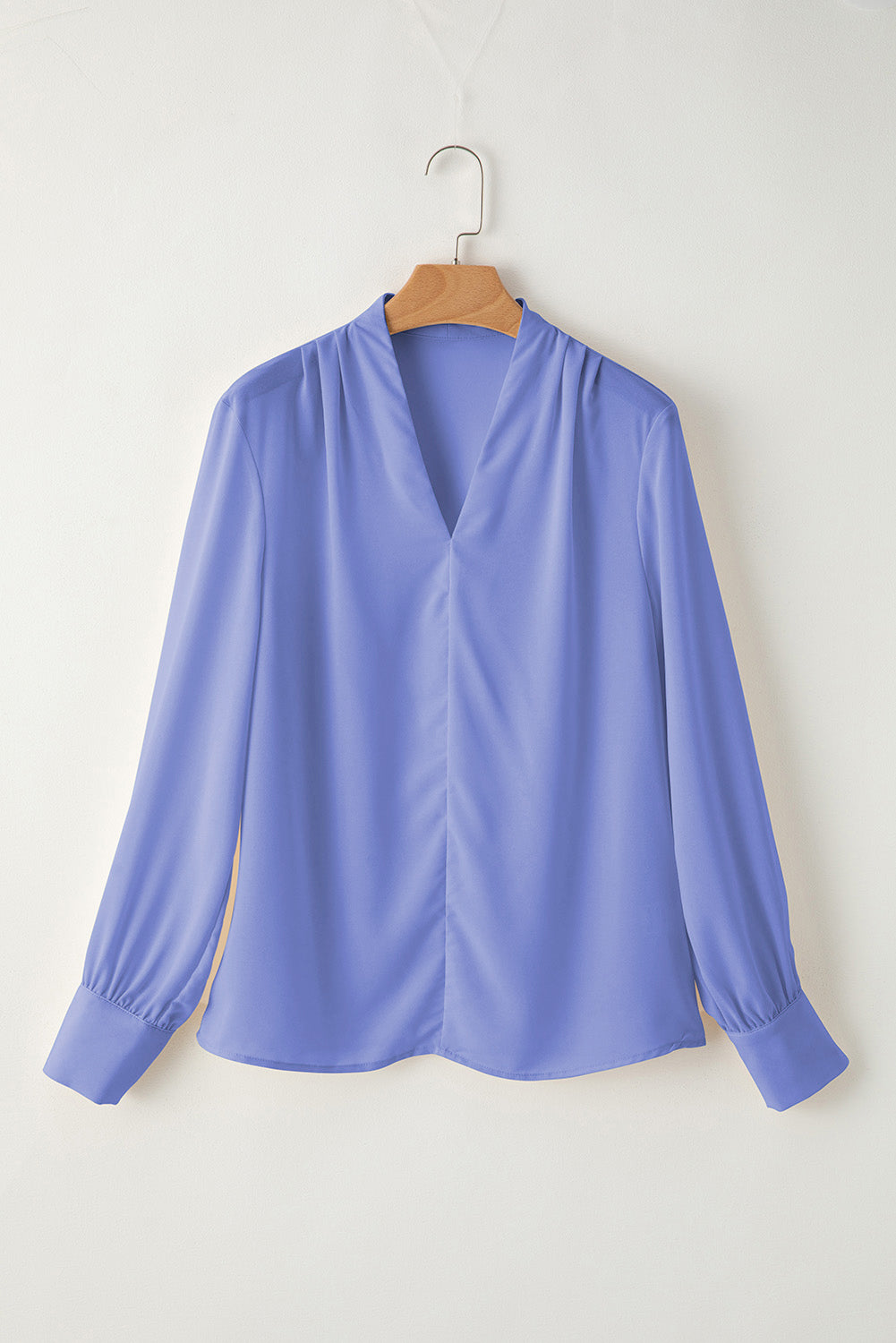 V Neck Breezy Long Sleeve Blouse