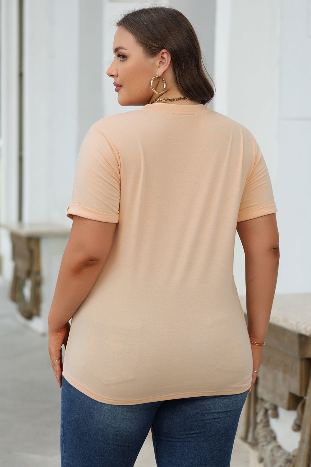 Dearlove Red Casual Plain Crew Neck Tee