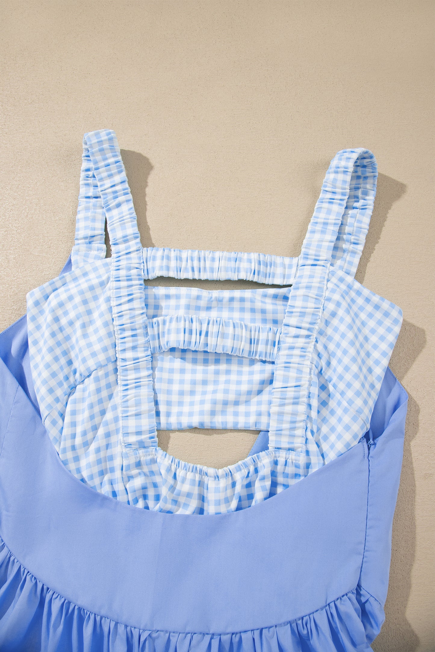 Faux Two Piece Gingham Contrast Mini Dress