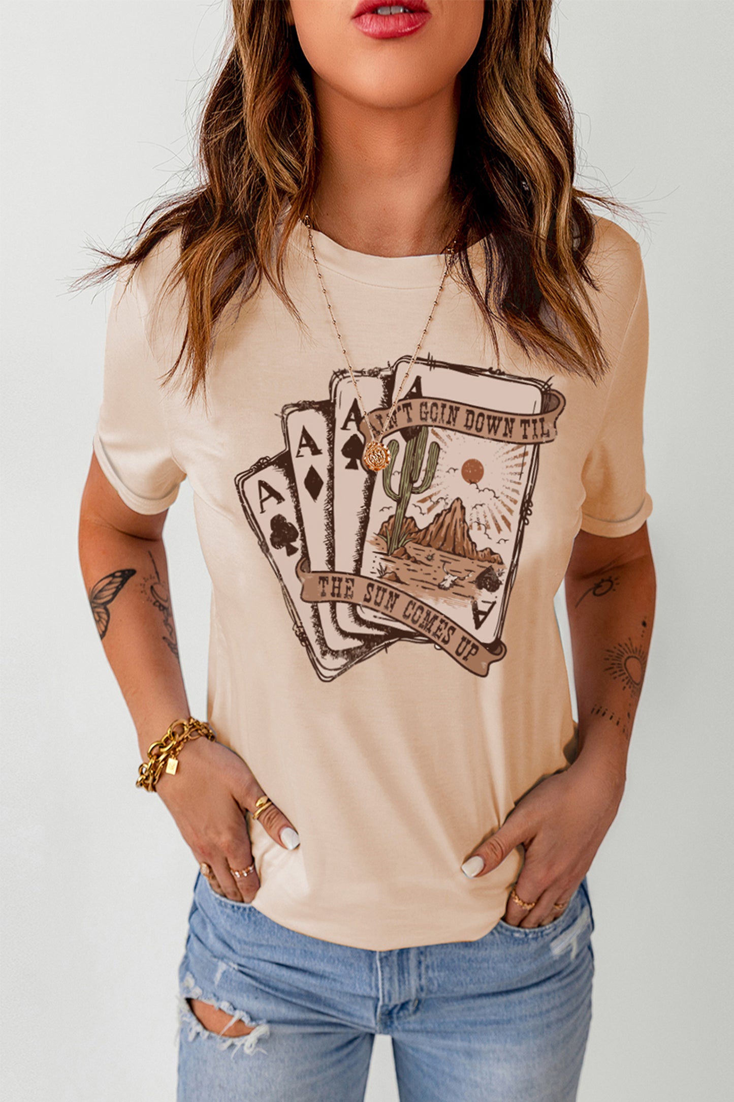Western Poker Cards Graphic T Shirt