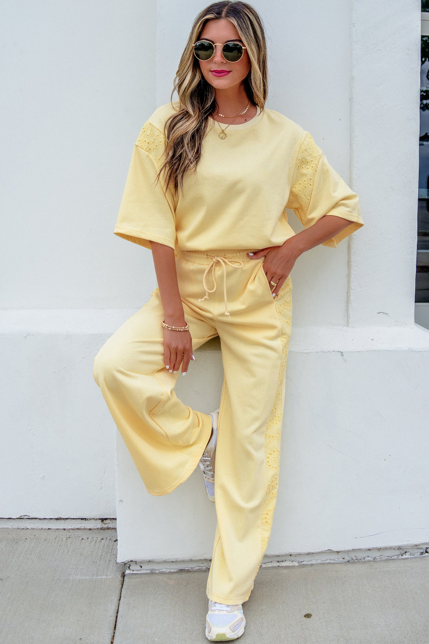 Lace Patchwork Pants Set