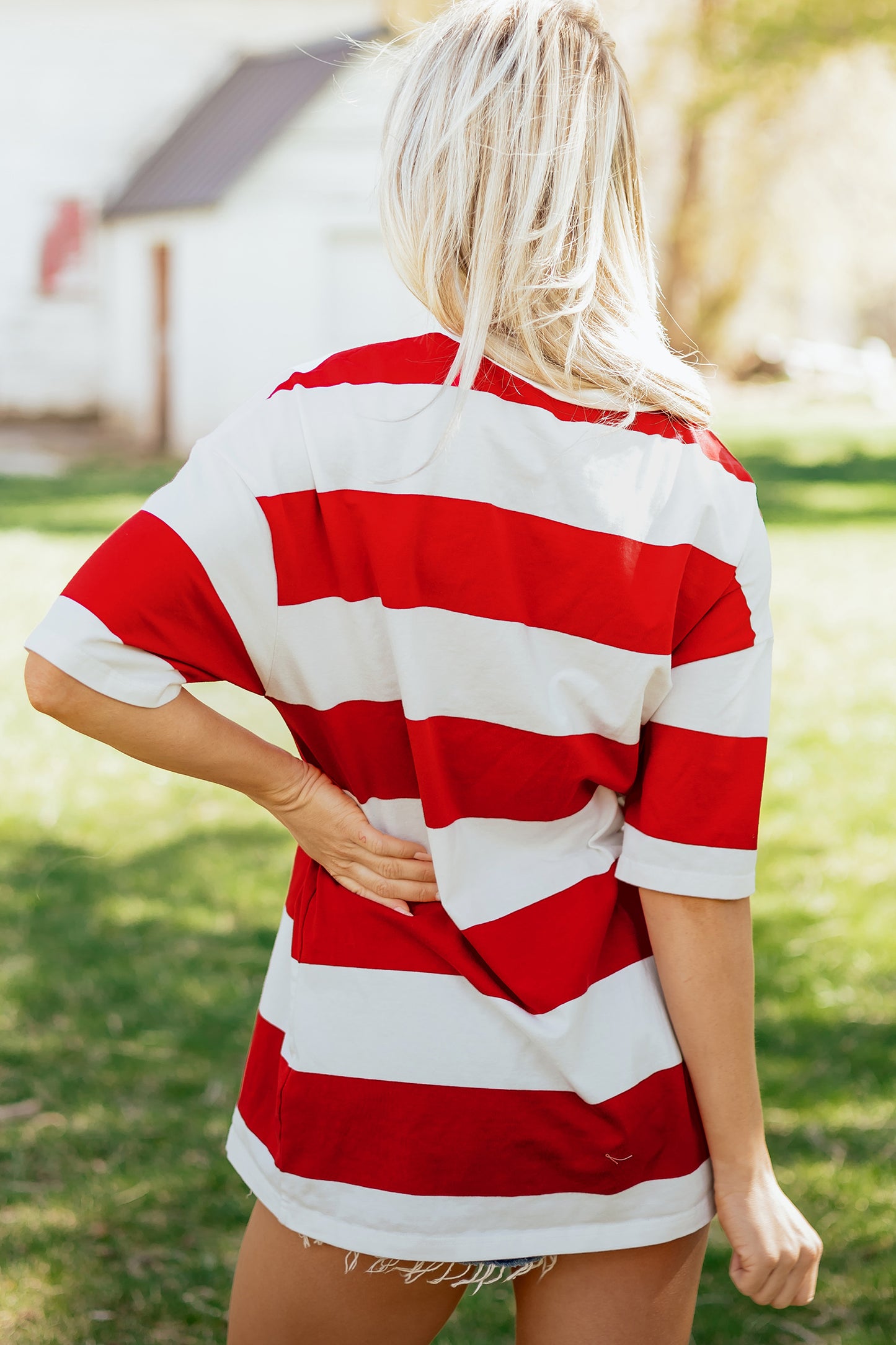 Striped Color Block Oversize Tunic Tee