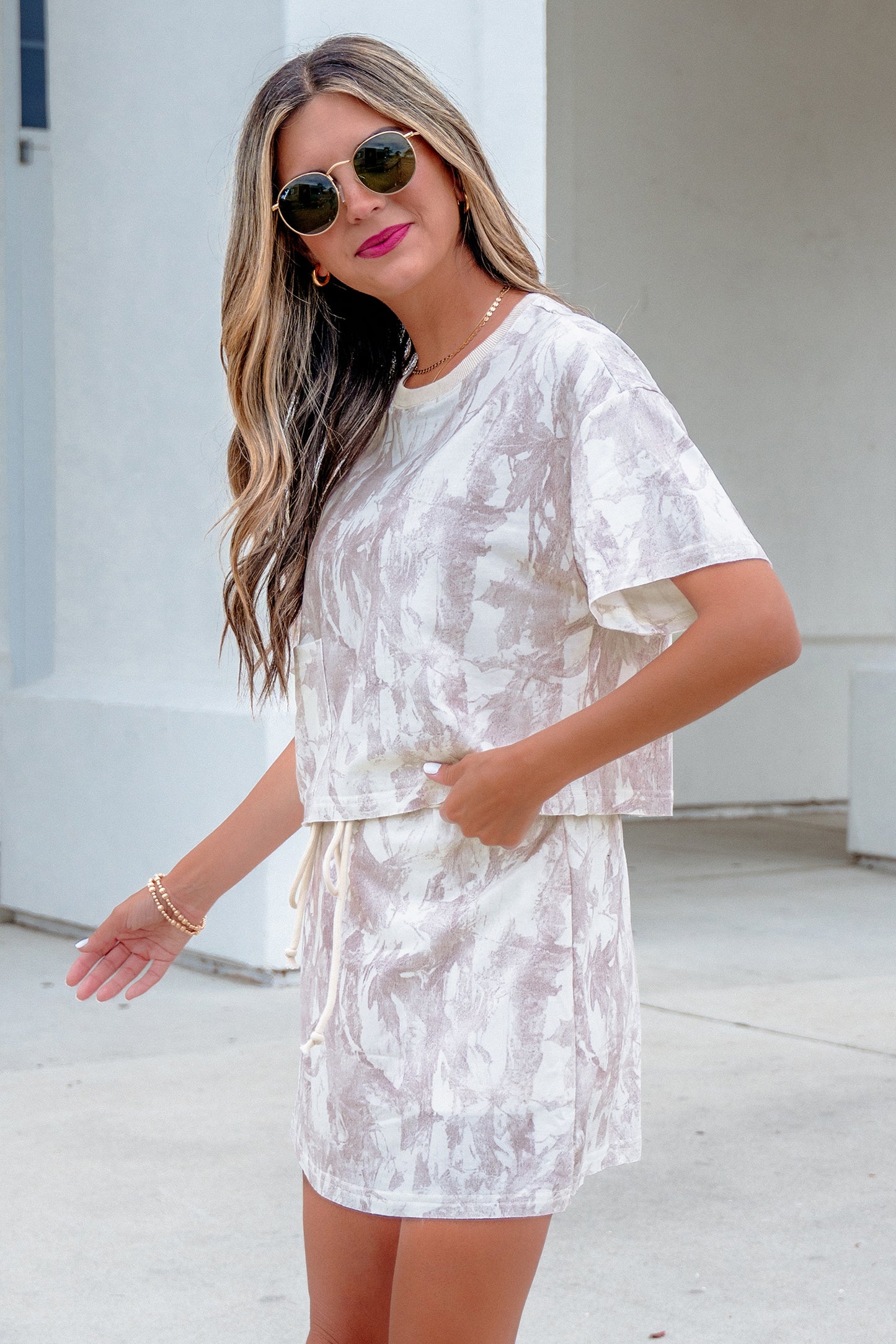 Woodland Camo Print Cropped Skirt Set