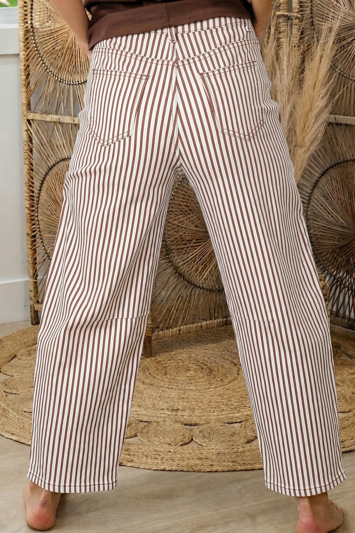 Stripe Casual Barrel Jeans
