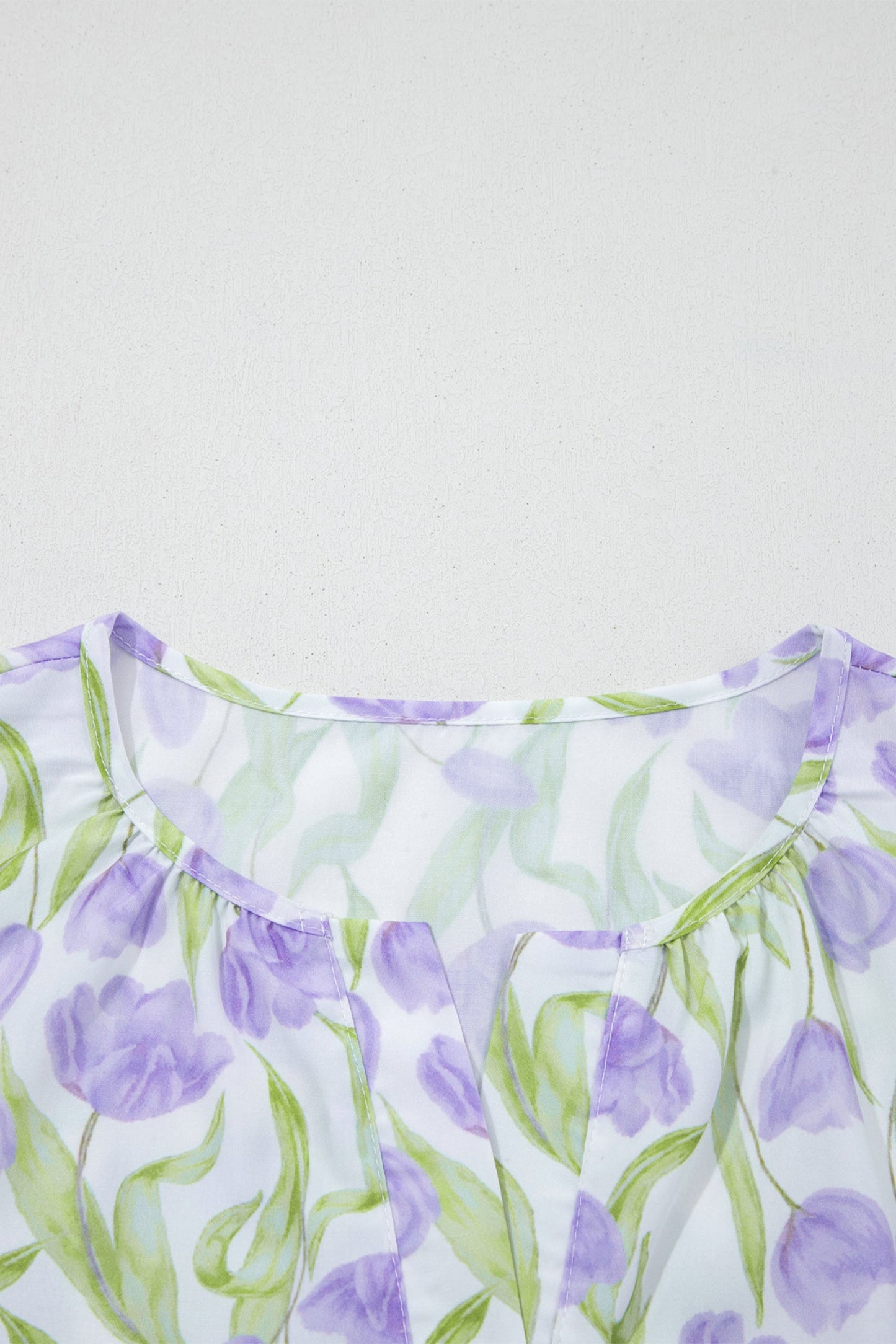 Purple Tulip Floral Print Contrast Trim Midi Dress