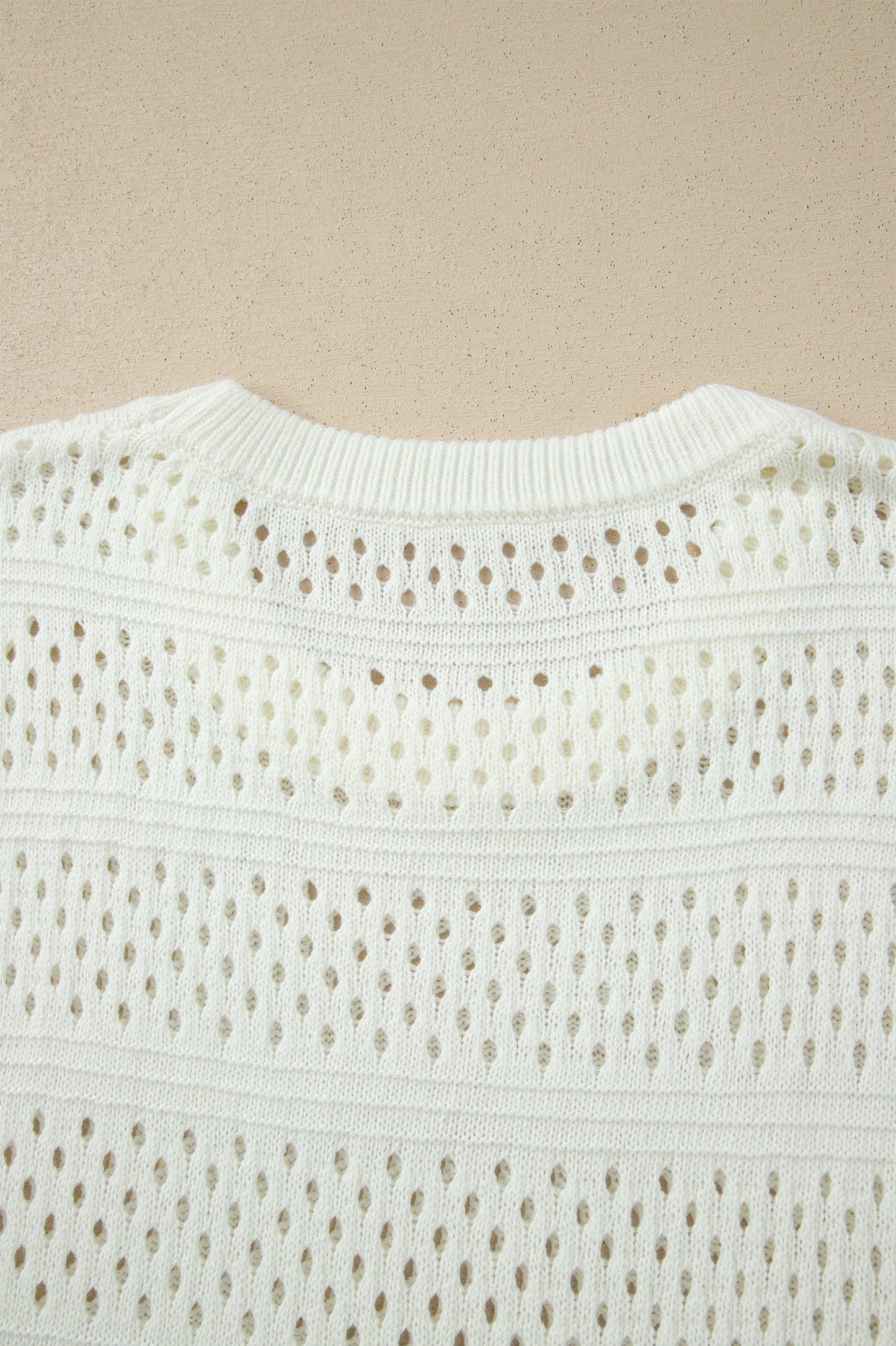 Eyelet Ribbed Trim Short Sleeve Dolman Sweater