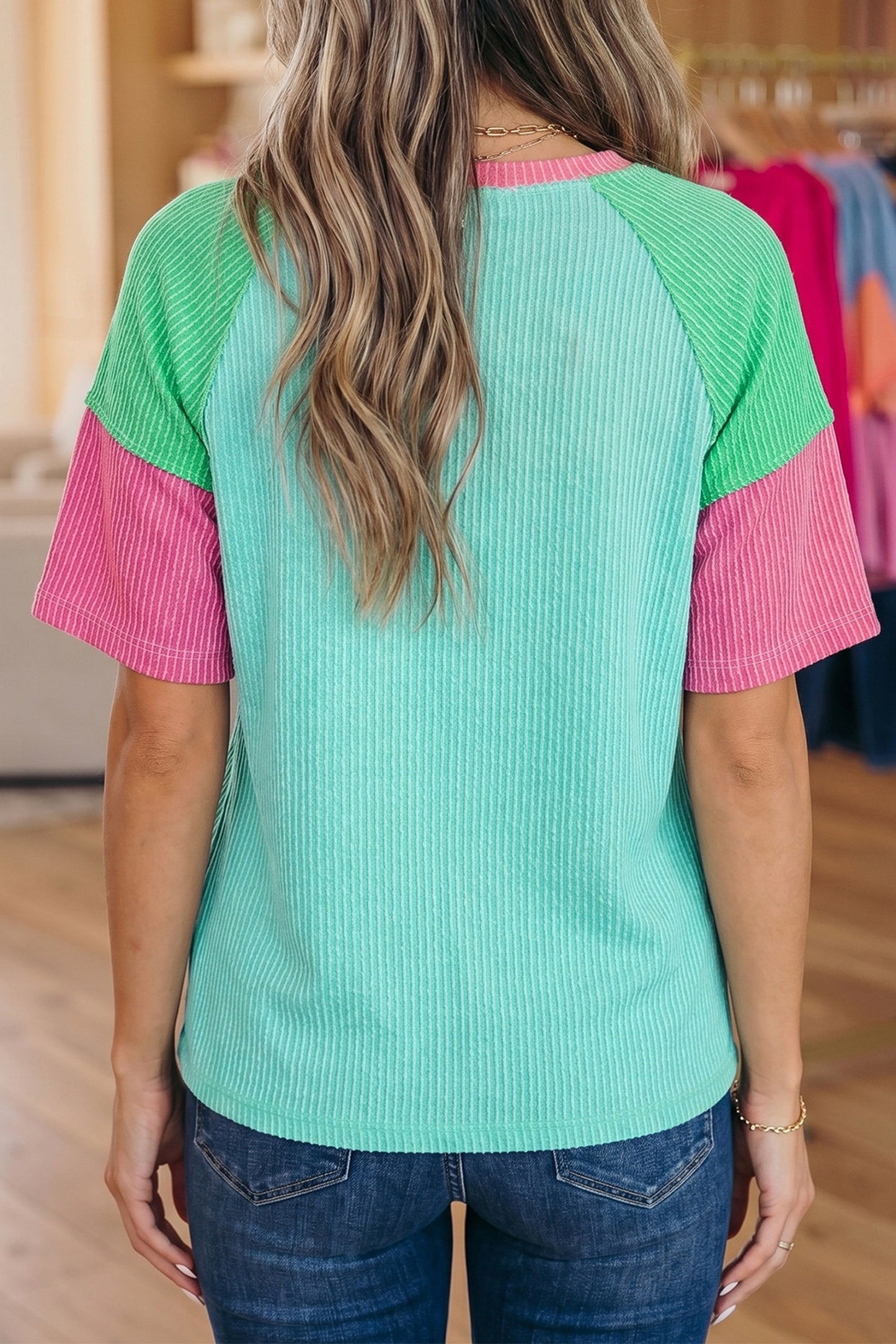 Colorblock Twisted Ribbed Tee