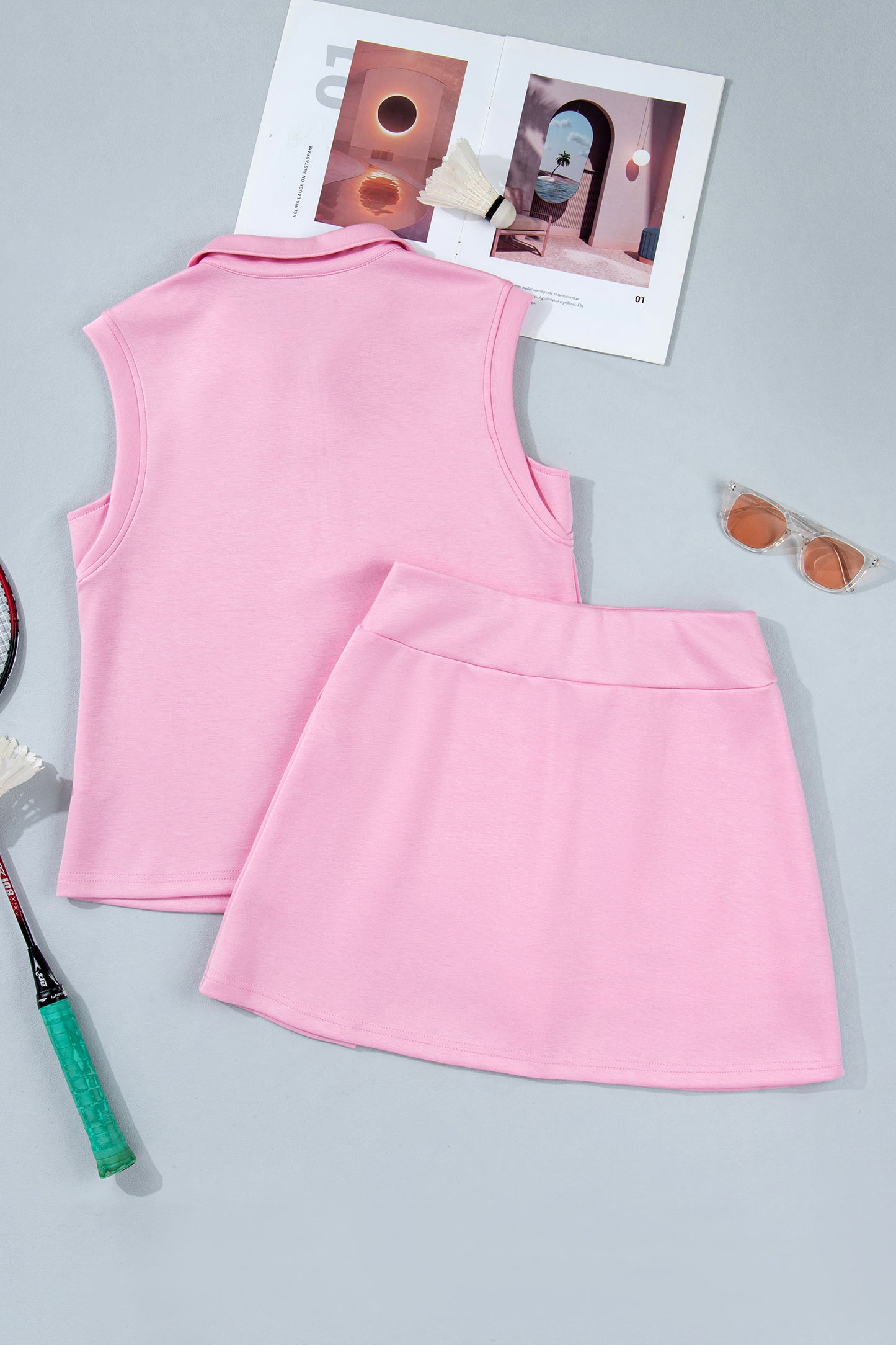 Sleeveless Zipped Tank & Skort Set