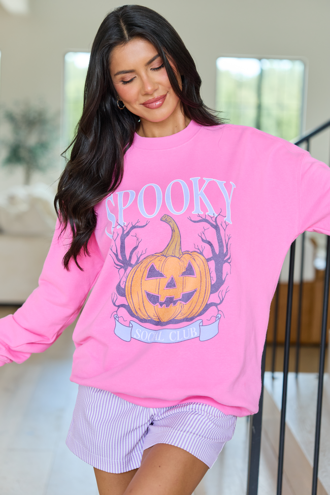 Spooky Social Club Pink Graphic Sweatshirt
