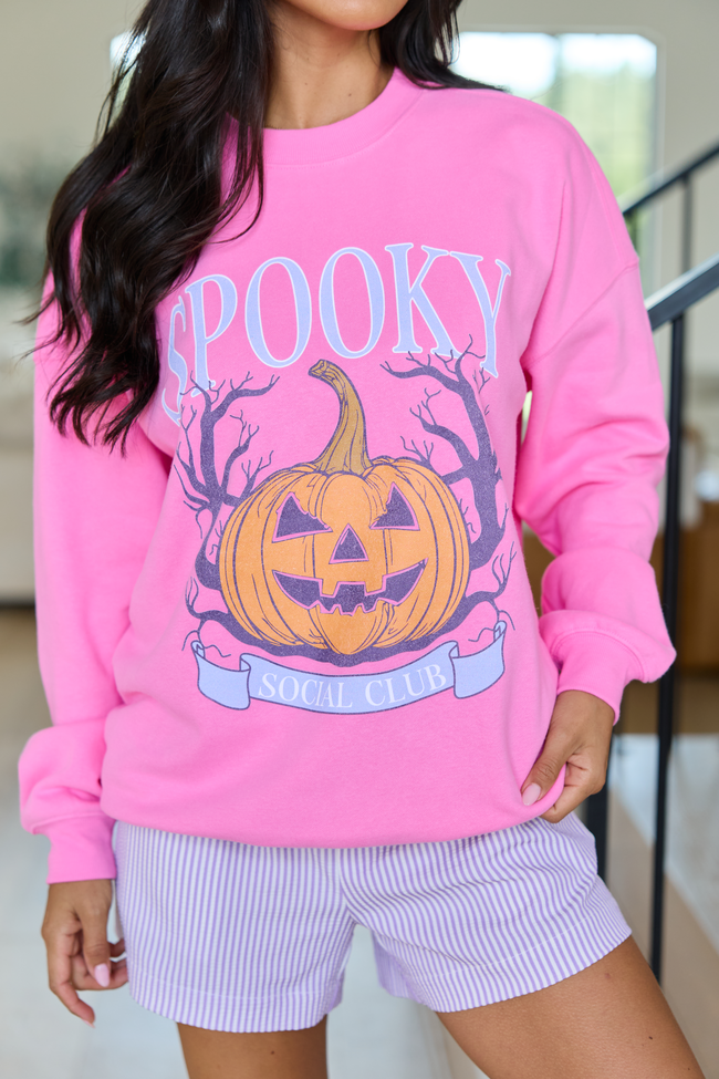 Spooky Social Club Pink Graphic Sweatshirt