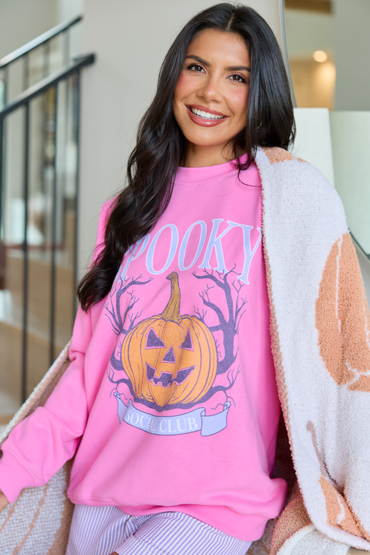 Spooky Social Club Pink Graphic Sweatshirt