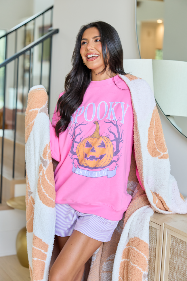 Spooky Social Club Pink Graphic Sweatshirt