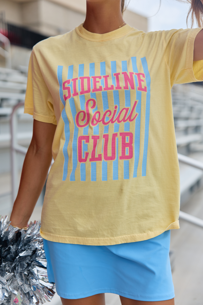 Sideline Social Club Striped Yellow Graphic Tee