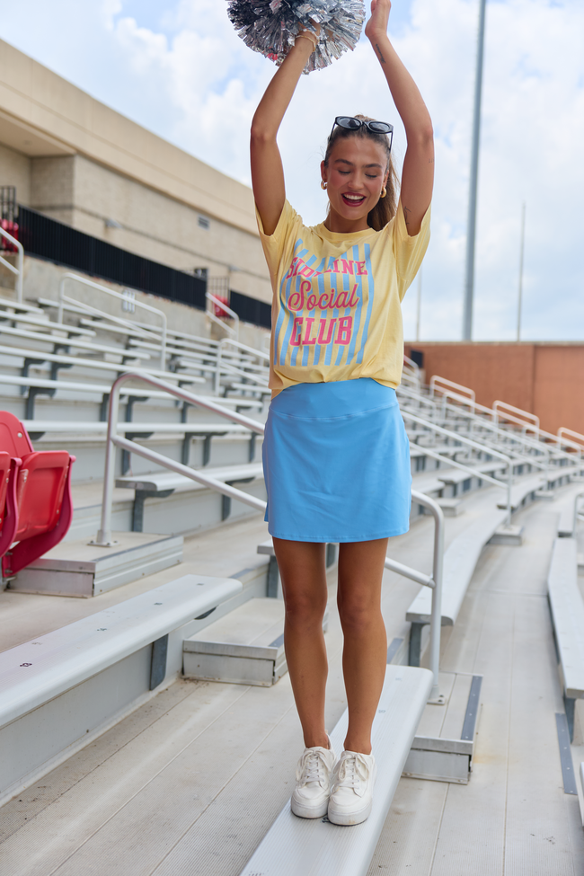Sideline Social Club Striped Yellow Graphic Tee