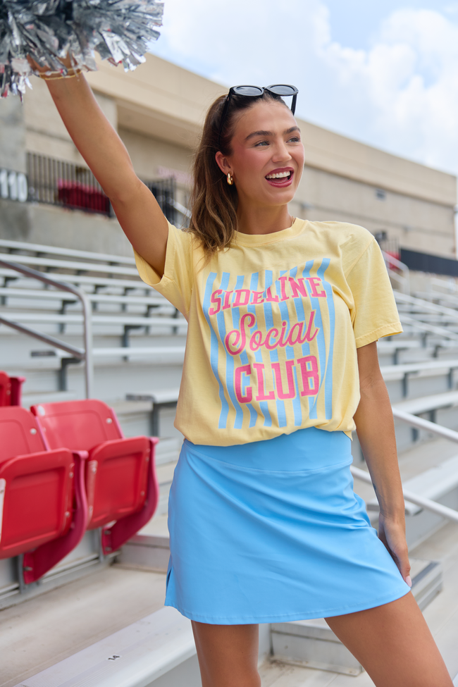 Sideline Social Club Striped Yellow Graphic Tee