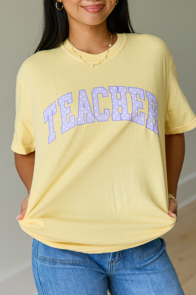 Teacher Polka Dot Yellow Graphic Tee