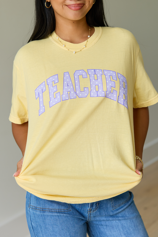 Teacher Polka Dot Yellow Graphic Tee
