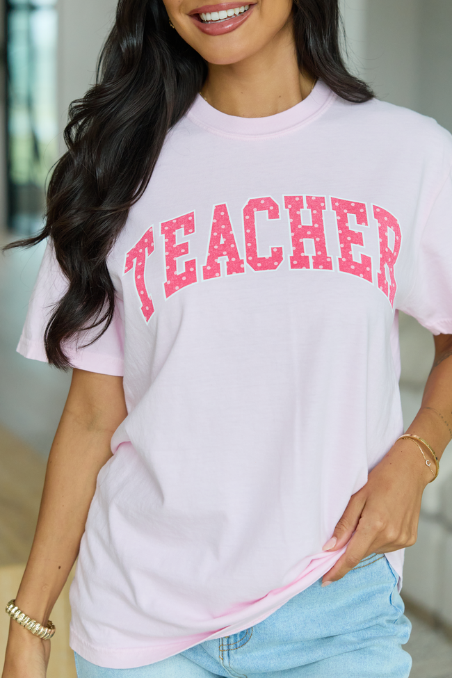 Teacher Polka Dot Light Pink Graphic Tee