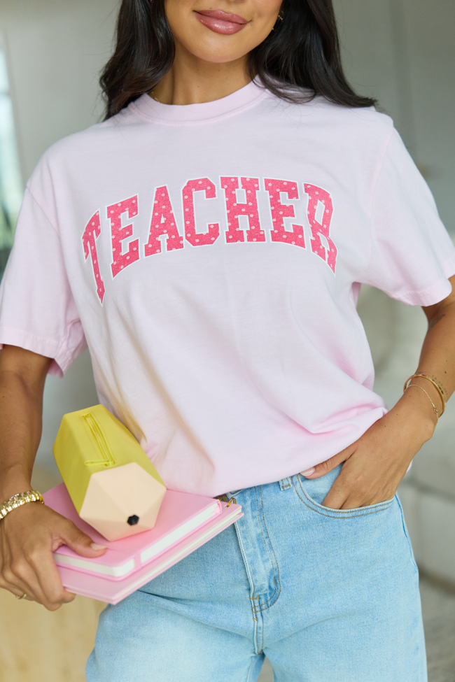 Teacher Polka Dot Light Pink Graphic Tee